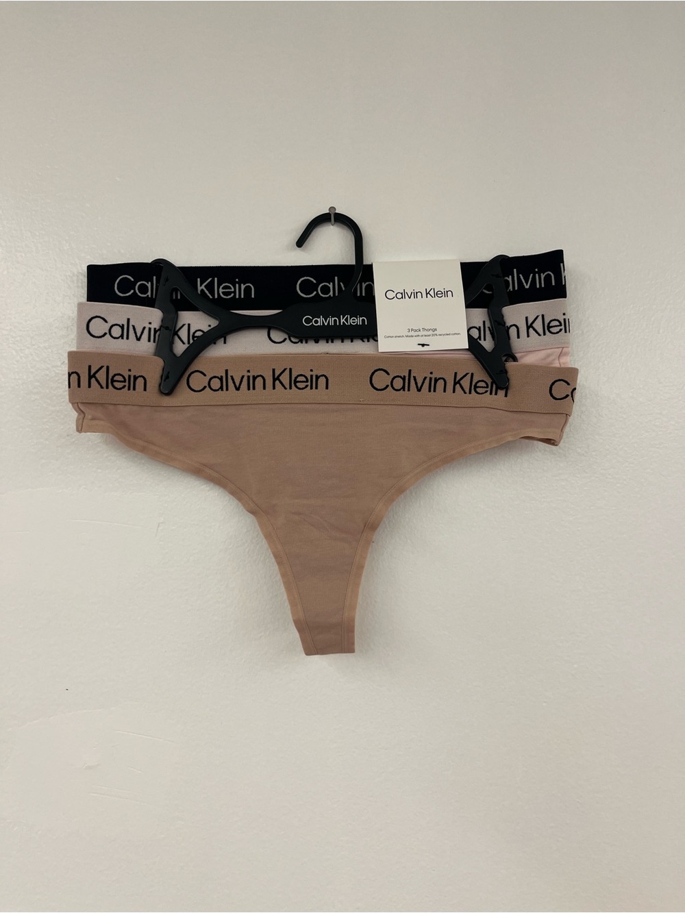 Calvin Klein Women’s 3-Pack Cotton Stretch Thong - Black, Blush, Tan